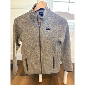 Patagonia Better Sweater Jacket Kids Large 12 Gray Full Zip Fleece Worn Wear